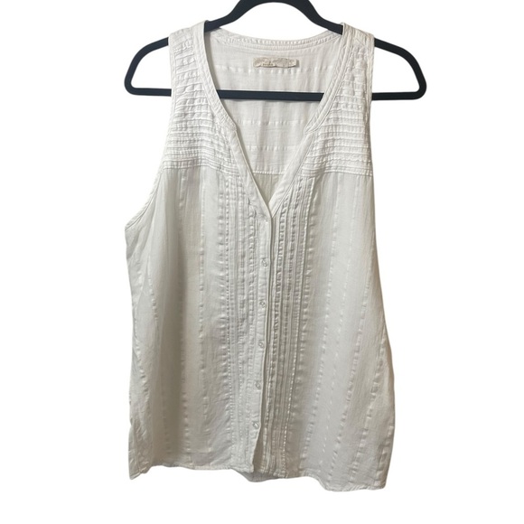 Prana Nieves sleeveless tank top pin tuck white large - Picture 2 of 11